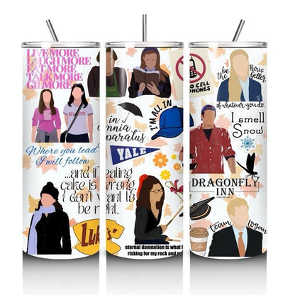 Gilmore girls tumbler 20oz - perfect for on-the-go hydration - vacuum flask - cup drinkware mug bottles water bottles bottled portable gifts