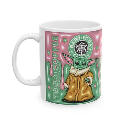 Baby yod style mug - perfect xmas gift for kids - fun drinking glass - drinkware reusable washable reuse tumbler ceramic cup coffee cute gir