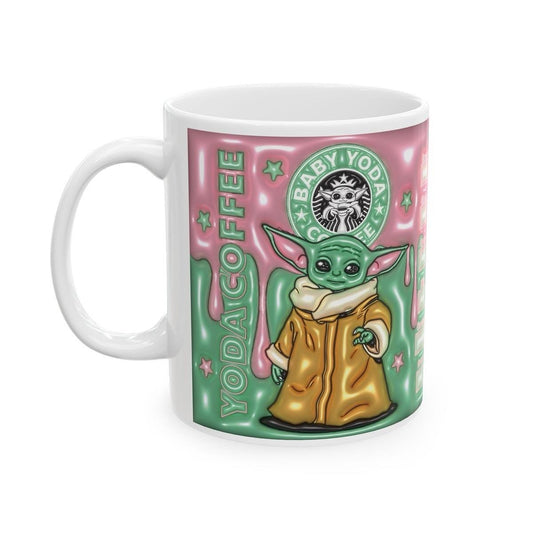 Baby yod style mug - perfect xmas gift for kids - fun drinking glass - drinkware reusable washable reuse tumbler ceramic cup coffee cute gir