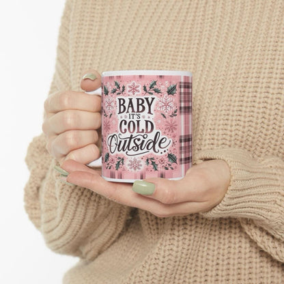 Baby it’s cold outside pink cute mug - perfect xmas christmas stocking filler secret santa gift drinkware tumbler cup washable reusable co