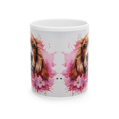 Cocker spaniel floral art mug - xmas christmas gift festive perfect for drinks - drinkware, cup washable reusable tumbler coffee reuse ceram