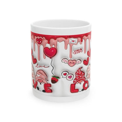 Gonk gnome valentine's love mug gift cute hearts 3d style drip effect - perfect for valentine's - drinkware, tumblers cup coffee reusable ce