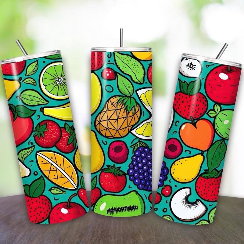 Fruit summer tumbler 20oz - perfect for on-the-go hydration - vacuum flask - cup drinkware mug bottles water bottles bottled portable gifts