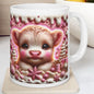 3d pink highland cow christmas mug – adorable festive design with candy accents, perfect for holiday gifting! drinkware reusable washable
