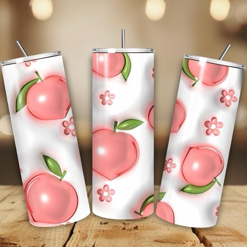 Peach summer fruit cute girly 20oz tumbler - perfect for any occasion drinkware flasks mug bottles water bottles bottled stylish beverage po