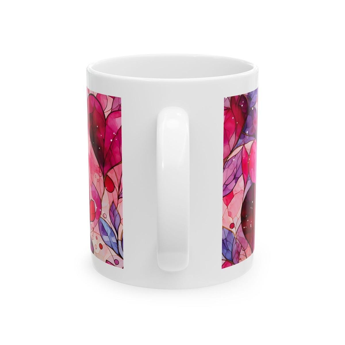 Heart mosaic stained glass effect mug - perfect xmas, christmas and valentines gift for home and kitchen - drinkware reusable washable tumbl