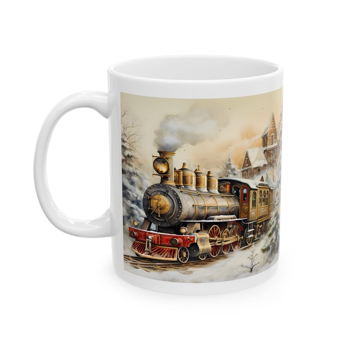 Steam train christmas express mug - perfect secret santa stocking filler gift drinkware tumbler washable reusable cup reuse ceramic coffee x