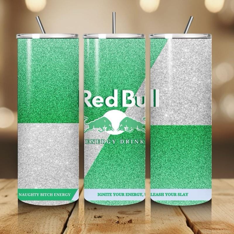 Red bull tumbler 20oz - green glittery style perfect for on-the-go hydration - vacuum flask - cup drinkware mug bottles water bottles bottle