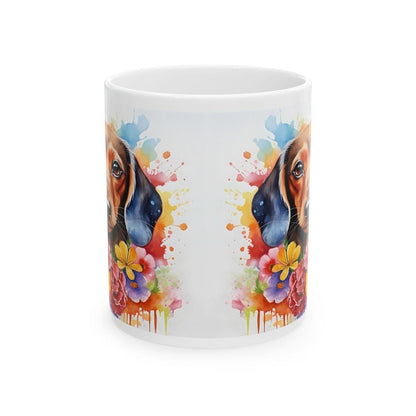 Dachshund sausage dog floral art mug for coffee and tea, perfect christmas or birthday gift drinkware tumbler cup reusable washable reuse ce