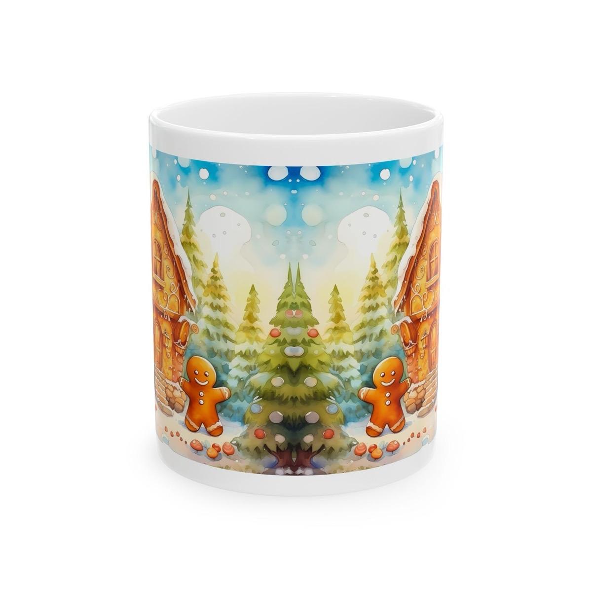Cute christmas secret santa stocking filler - gingerbread house mug - gifts drinkware tumbler washable reuse cup reusable coffee ceramic xma