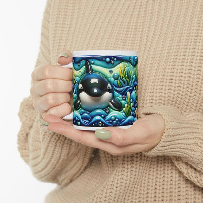 Cute whale ocean 3d mug - perfect for your morning drinks - tumblers, drinkware cup bottles reusable washable coffee ceramic reuse xmas mugs