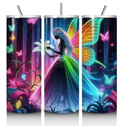 Fairy butterfly tumbler 20oz - perfect for on-the-go hydration - vacuum flask - cup drinkware mug bottles water bottles bottled portable gif
