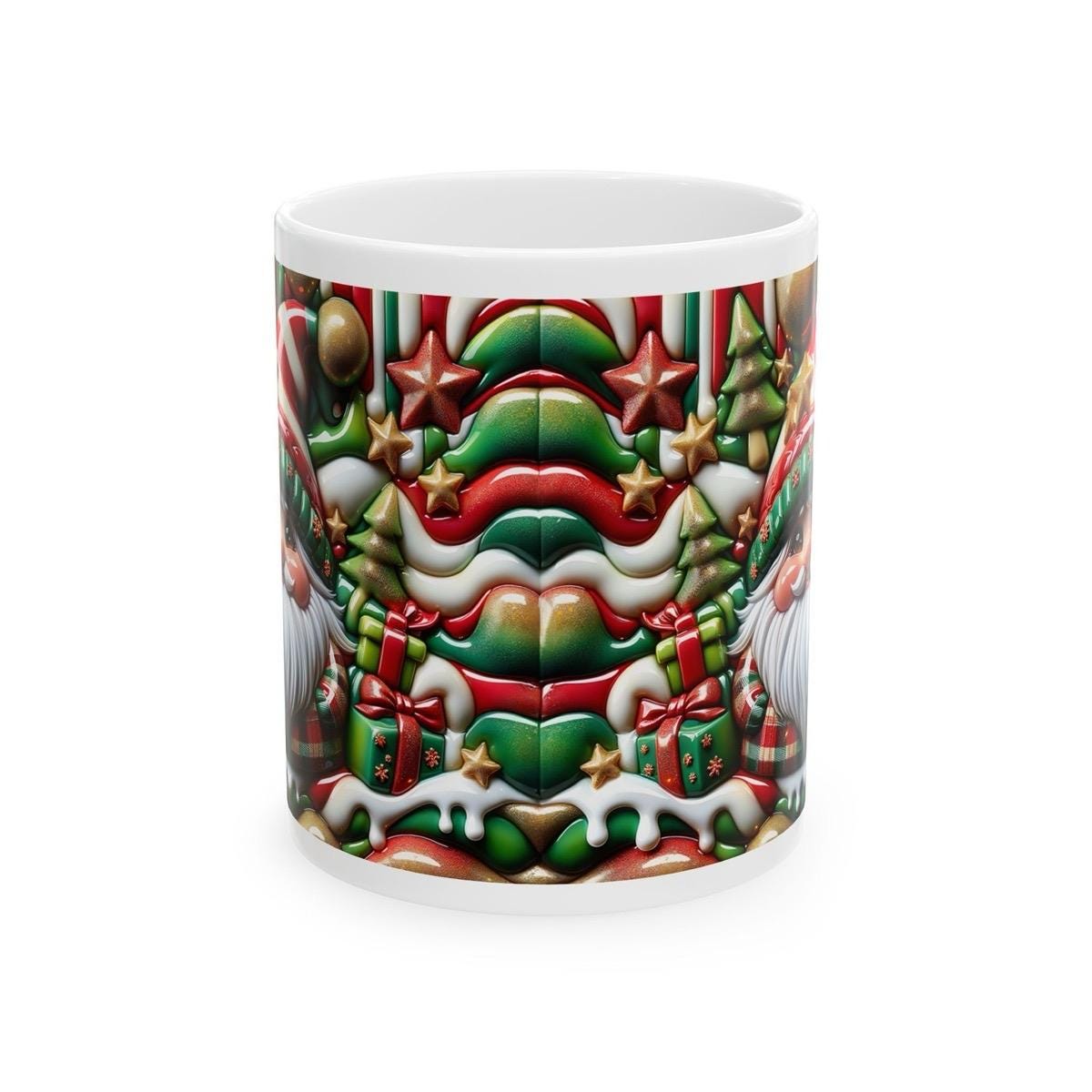 3d sparkly festive tartan santa mug - cozy holiday design with red and green accents - perfect christmas gift drinkware reusable reuse coffe