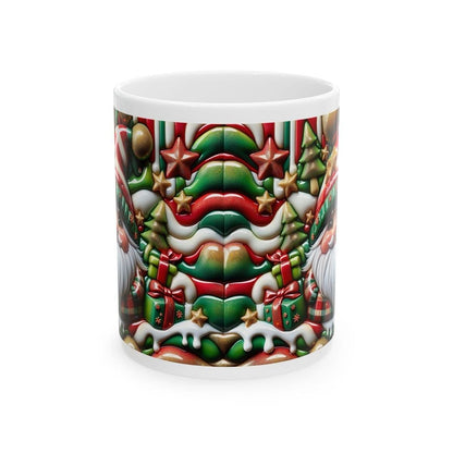3d sparkly festive tartan santa mug - cozy holiday design with red and green accents - perfect christmas gift drinkware reusable reuse coffe