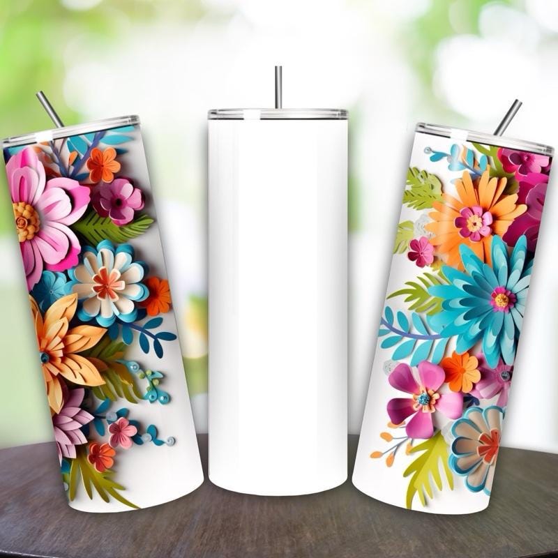 Personalised tumbler floral style 20oz - perfect for on-the-go hydration - vacuum flask - cup drinkware mug bottles water bottles bottled po