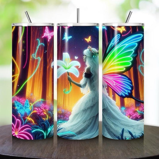 Fairy butterfly tumbler 20oz - perfect for on-the-go hydration - vacuum flask - cup drinkware mug bottles water bottles bottled portable gif