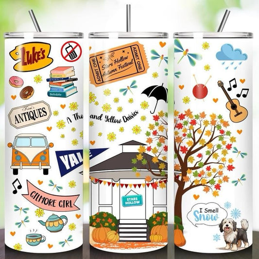 Gilmore girls tumbler 20oz - perfect for on-the-go hydration - vacuum flask - cup drinkware mug bottles water bottles bottled portable gifts