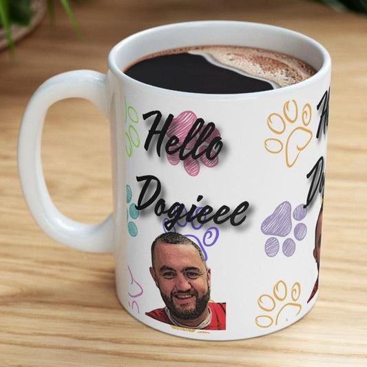 Hello doggie mug mashtag brady hello doggy mug - perfect for drinks - cup, drinkware washable reusable tumblers reuse ceramic coffee bottles