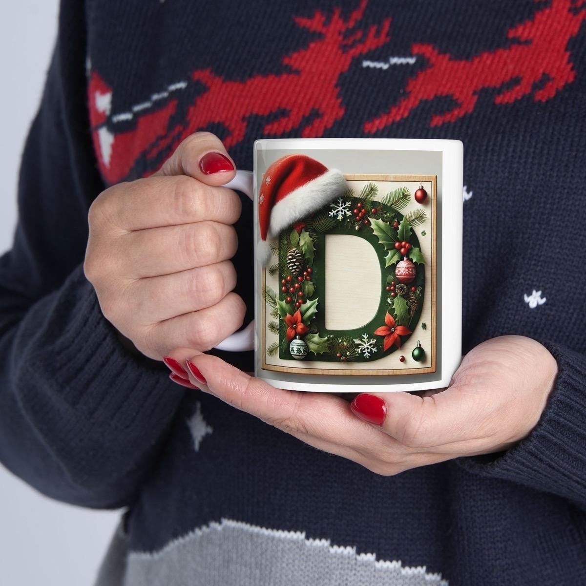 Personalised 'd' edition christmas mug - unique gift for xmas - stocking filler - drinkware washable reusable reuse ceramic cup tumbler coff