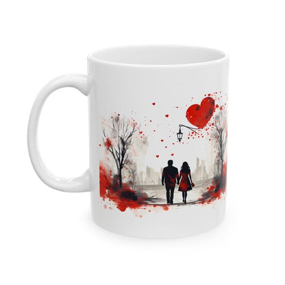 Cute couple walking valentine's mug - hearts design - perfect xmas gift for secret santa drinkware washable reusable cup tumbler reuse coffe