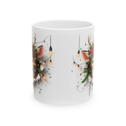 Christmas deer 3d mug - perfect for hot drinks this winter - tumblers, drinkware cup bottles ceramic washable reusable reuse coffee xmas mug