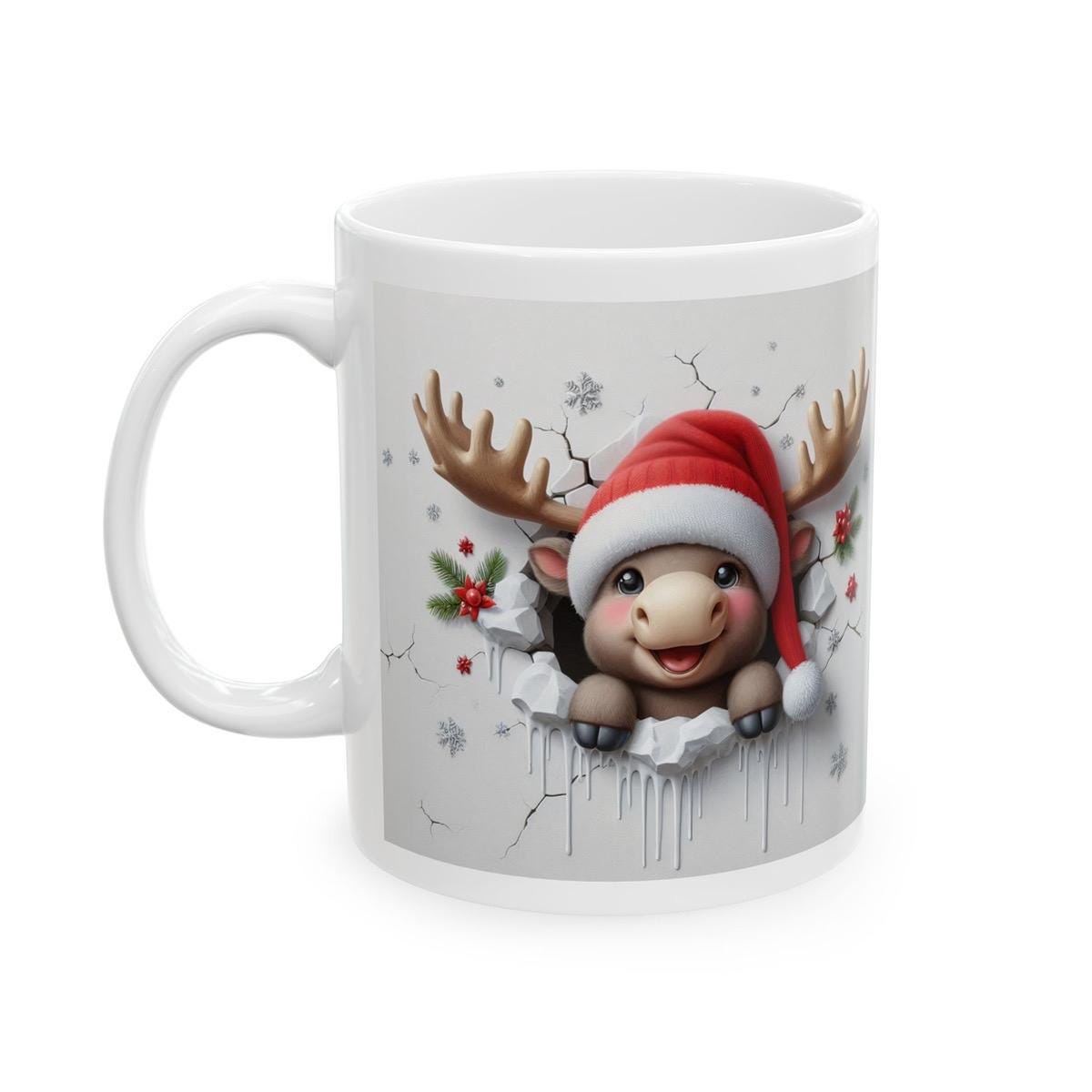 Ceramic christmas cute baby reindeer 3d mug - perfect for gifts and celebrations - tumblers drinkware cup washable reusable reuse ceramic co