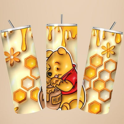 Winnie pooh tumbler 20oz - cute design for drinking enthusiasts - portable flask for on-the-go beverages mothers day mug bottle thermal coff