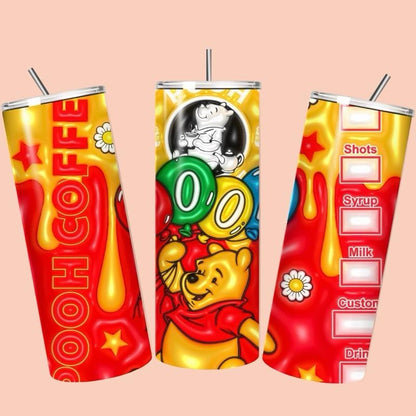 Winnie pooh tumbler 20oz - cute design for drinking enthusiasts - portable flask for on-the-go beverages drinkware mug water bottles bottled