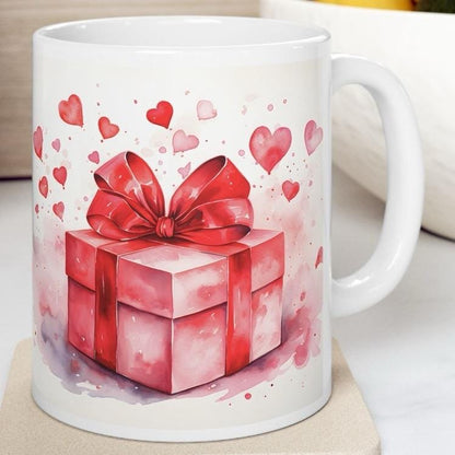 Red pink christmas mug with bow - secret santa or stocking filler gifts xmas christmas valentines drinkware reuse tumbler reusable washable