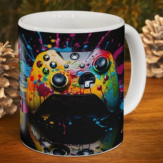 Xbox lover style gamer mug with black and neon design - perfect for gaming and coffee lovers - 11oz - drinkware, cup tumbler ceramic reuse w