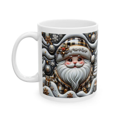 3d festive santa mug - cozy holiday design with gold and gray accents - perfect christmas gift - drinkware reuse reusable washable coffee cu