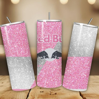 Red bull tumbler 20oz - pink glitter style perfect for on-the-go hydration - vacuum flask - cup drinkware mug bottles water bottles bottled