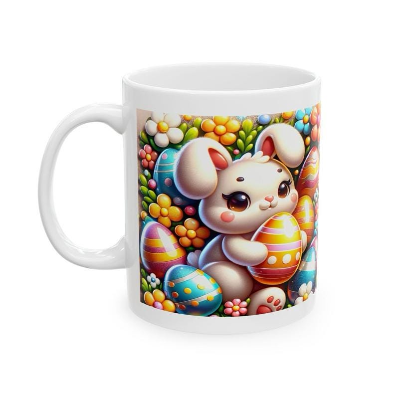 Easter bunny mug - cute gift - perfect for hot drinks - drinkware, tumblers cup bottles reusable washable portable reuse ceramic coffee east