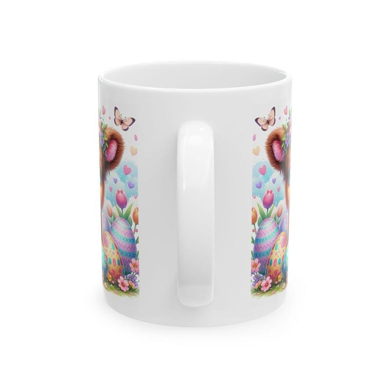 Easter highland cow mug - cute gift - perfect for hot drinks - drinkware, tumblers cup bottles reusable washable portable reuse ceramic coff