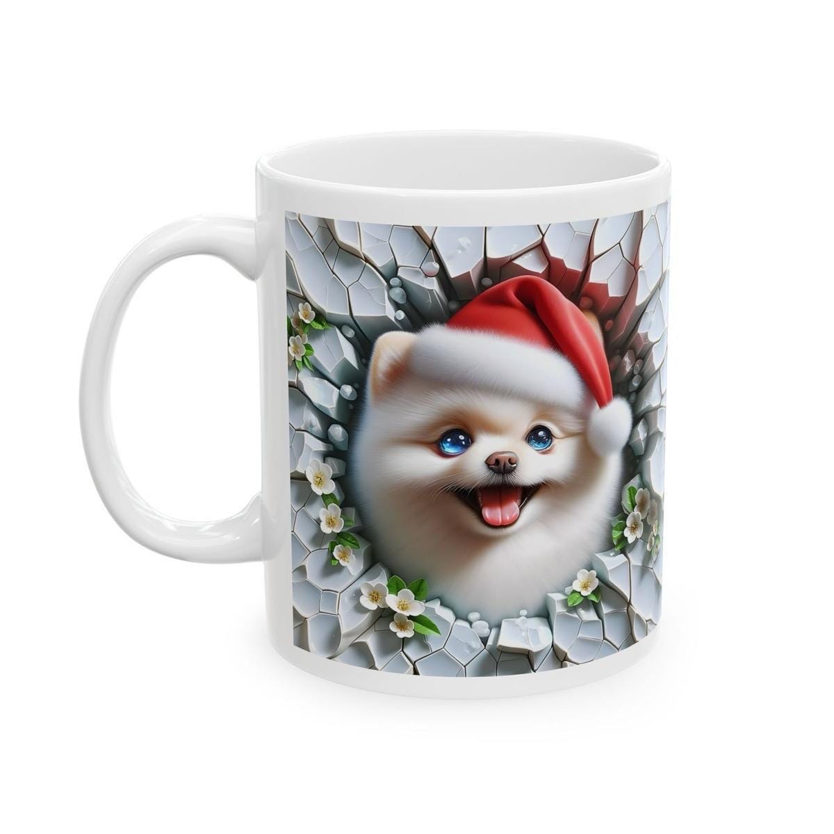 Cute dog xmas style mug gift - perfect for a warm cup of hot chocolate - drinkware tumblers coffee washable bottles reusable reuse ceramic m