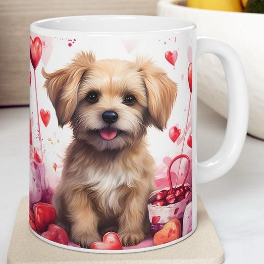Cute puppy dog mug - perfect for your morning drinks - cup, drinkware tumblers washable ceramic coffee reusable reuse customized girly heart