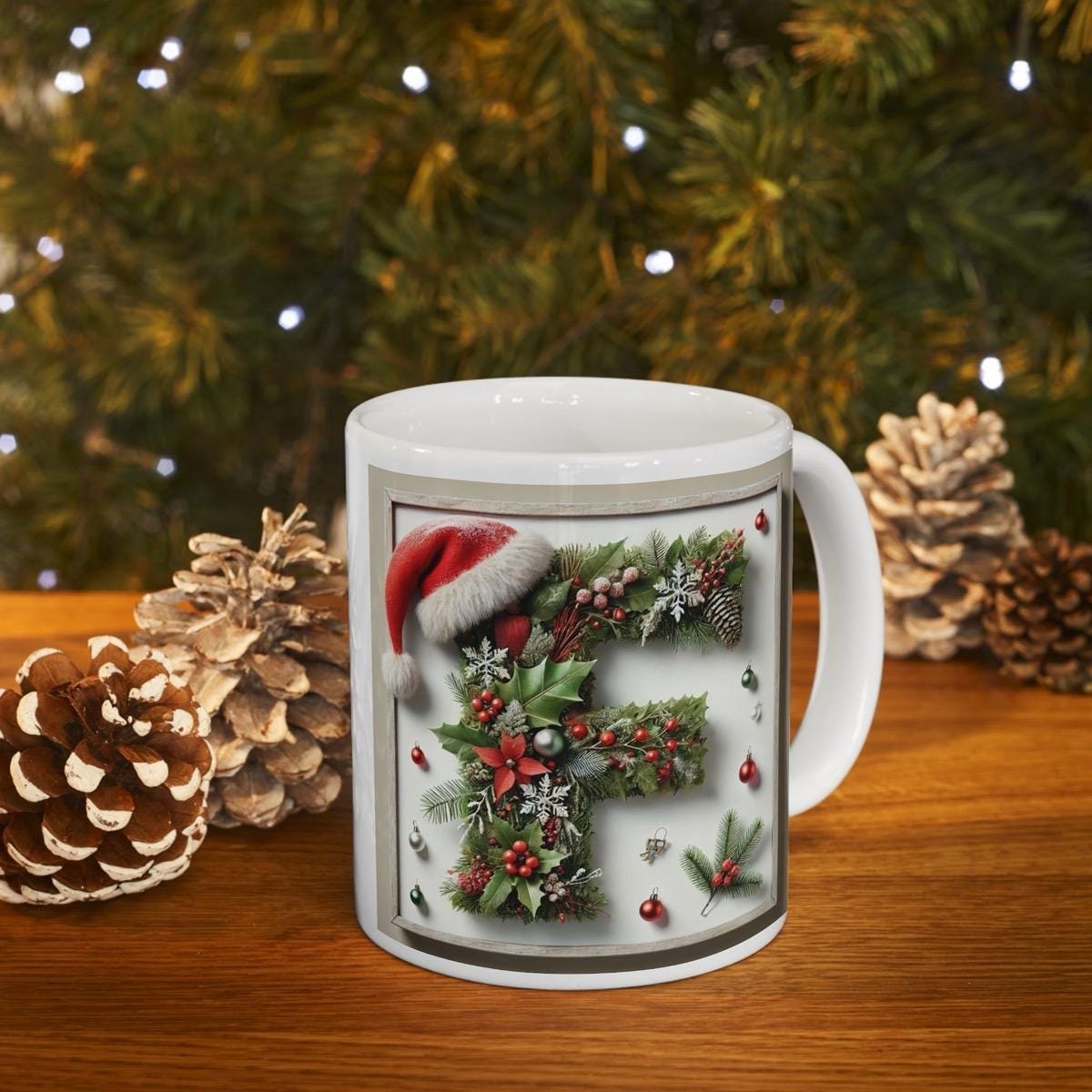 Personalised 'f' edition christmas mug - unique gift for xmas - stocking filler - drinkware washable reusable reuse ceramic cup tumbler coff