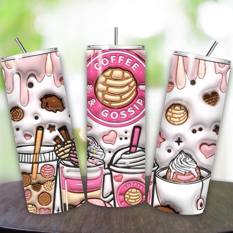 Girly coffee gossip tumbler 20oz - pink drip 3d style perfect for on-the-go hydration - vacuum flask - cup drinkware mug bottles water bottl
