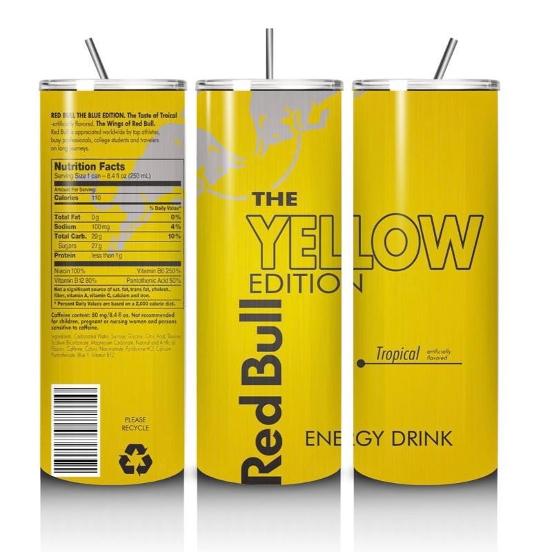 Red bull yellow edition tumbler 20oz - style perfect for on-the-go hydration - vacuum flask - cup drinkware mug bottles water bottles bottle