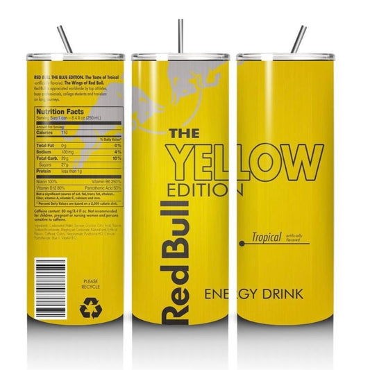 Red bull yellow edition tumbler 20oz - style perfect for on-the-go hydration - vacuum flask - cup drinkware mug bottles water bottles bottle