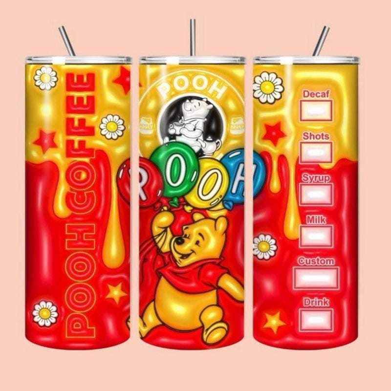Winnie pooh tumbler 20oz - cute design for drinking enthusiasts - portable flask for on-the-go beverages drinkware mug water bottles bottled