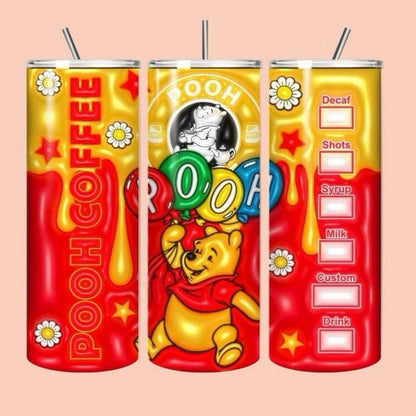 Winnie pooh tumbler 20oz - cute design for drinking enthusiasts - portable flask for on-the-go beverages drinkware mug water bottles bottled