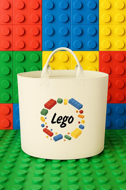 Personalised building blocks storage Felt Trug, perfect gifts boys kids gift fun storage basket trugs toy storage cute friend leg