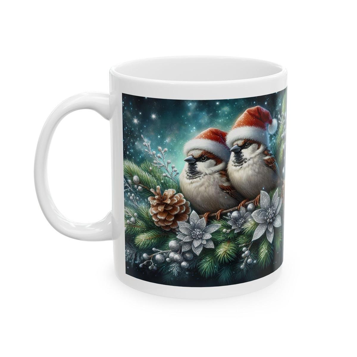 Winter birds christmas mug - perfect for hot drinks - drinkware, tumblers cup reusable bottles washable ceramic reuse coffee xmas mugs tea f