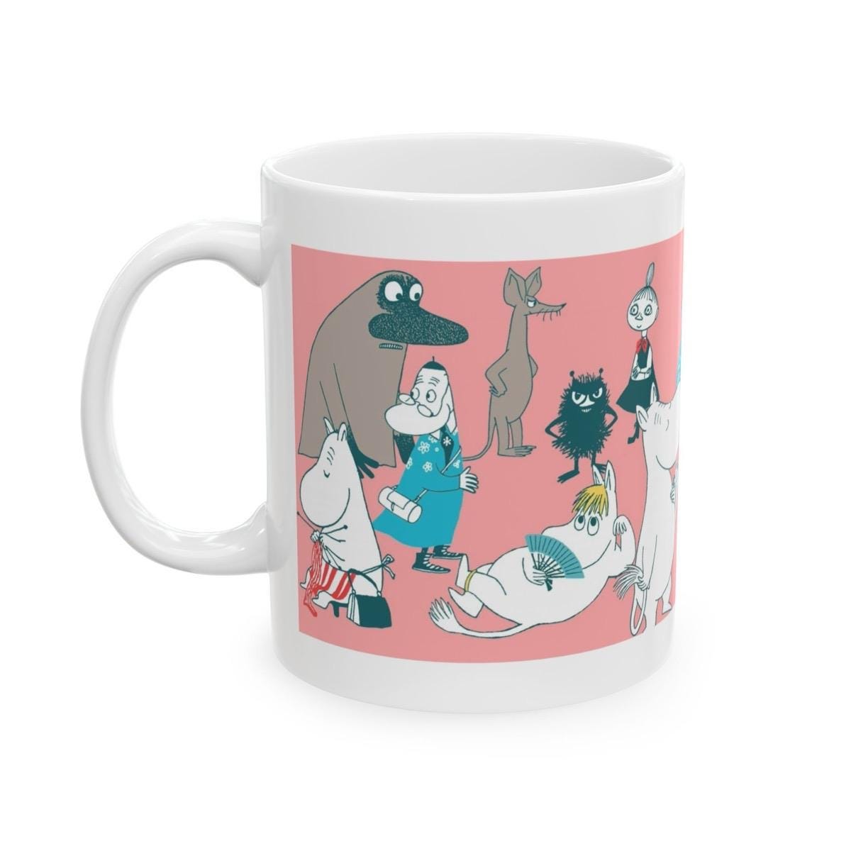 Cute white moomin style mug - perfect for drinking - drinkware, cup tumblers ceramic bottles reusable coffee washable reuse xmas christmas g