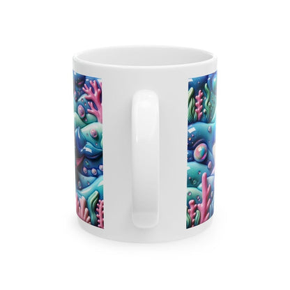 Baby whale 3d ocean mug - gifts drinkware tumbler cup reusable washable ceramic reuse coffee xmas mugs tea festive kids children cute girly