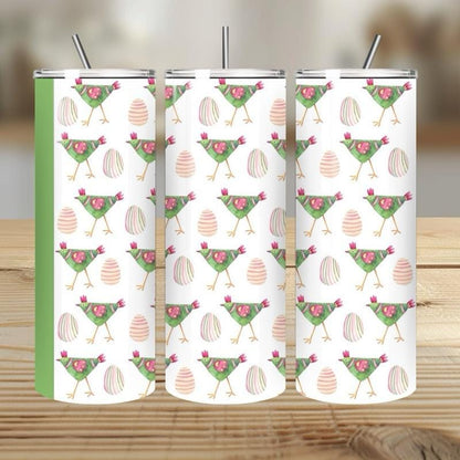 Cute easter chicken pattern tumbler 20oz - perfect for drinks - mug, drinkware cup bottles flasks bottled portable mothers day flask bottle