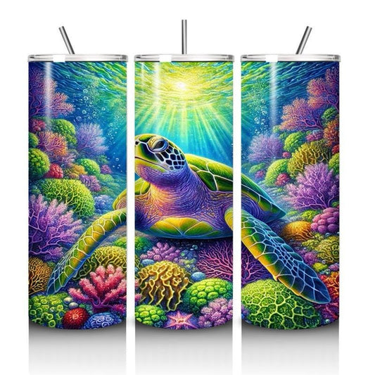Turtle cute water sea ocean tumbler 20oz - wildlife style stainless steel vacuum flask cup drinkware mug bottles portable gifts insulated th