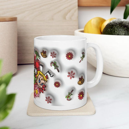 Cute grinch christmas mug - festive gift for the holidays - drinkware reusable washable tumbler cup reuse coffee ceramic mugs tea obsession