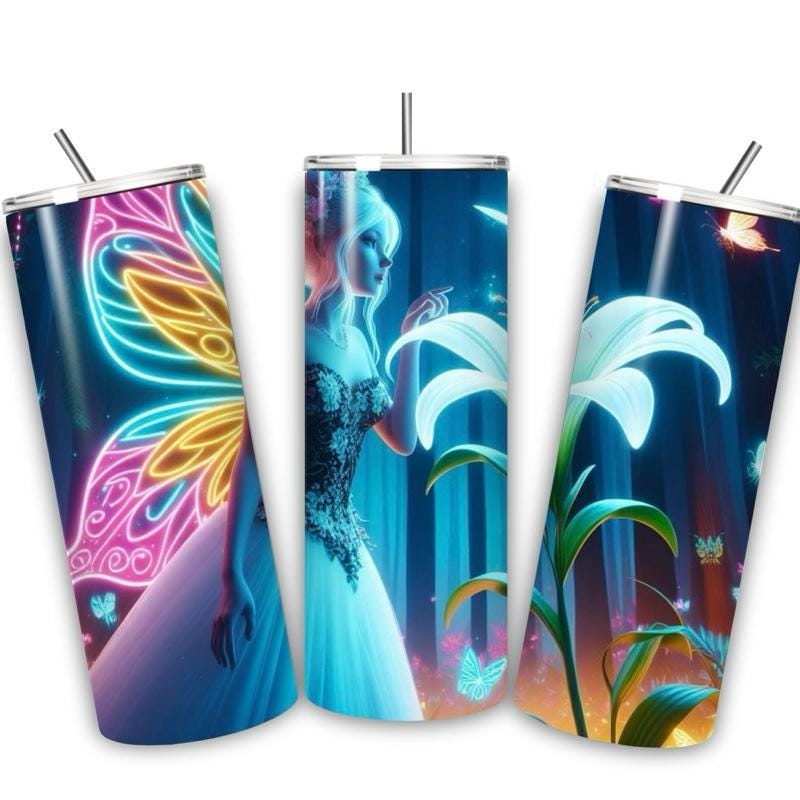 Fairy butterfly tumbler 20oz - perfect for on-the-go hydration - vacuum flask - cup drinkware mug bottles water bottles bottled portable gif